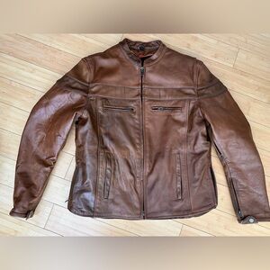 Vance Leathers Men’s Distressed Leather Racer Motorcycle Jacket